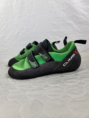 Climb X Rave NLV Climbing Shoes Green Men 9.5 Women 10.5 READ INFO NO INSOLES